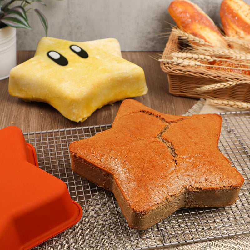 Webake قالب كعكة نجمي من السيليكون 9.5 بوصة كبير غير لاصق على شكل نجمة للخبز، عيد ميلاد، خالي من BPA، مجموعة من 2 - Image 2